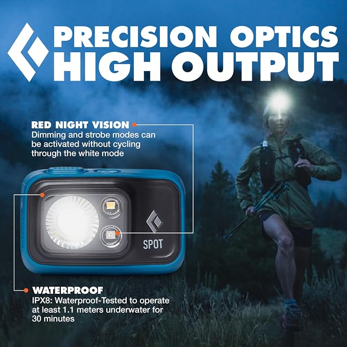 BLACK DIAMOND Spot 400 Headlamp | 400 Lumens Brightness, Dimmable | Waterproof & Durable | 3X AAA Battery Operated (Included) | Azul