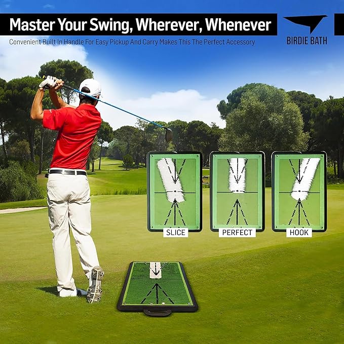 Birdie Golf: Birdie Mat Pro - Swing Training Aid, Sequin Tech Surface, Analyze Swing Path & Ball Impact, Portable in- Outdoor, 19.25" Sports Accessory