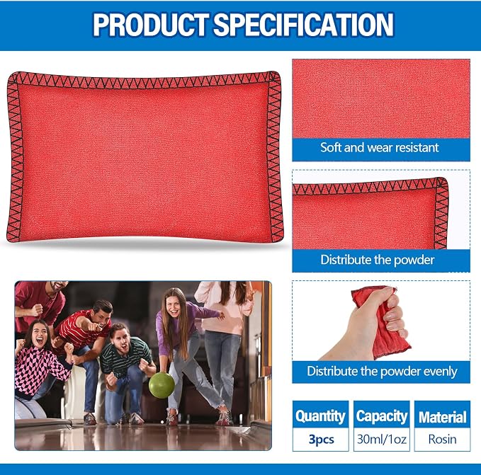 Simgoing Bowling Rosin Grip Bag Bowling Accessories Kit Grip Sack Powder Bag for Drying Hand for Golf Tennis Lifting Rock Climbing Gymnastics