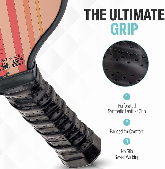 Palms-O-Aces Carbon Fiber Pickleball Paddle – USAPA Approved 16mm T700 Graphite Paddle with Textured Spin Surface | Lightweight Carbon Fiber Pickleball Paddles & Racket | Includes Paddle Cover
