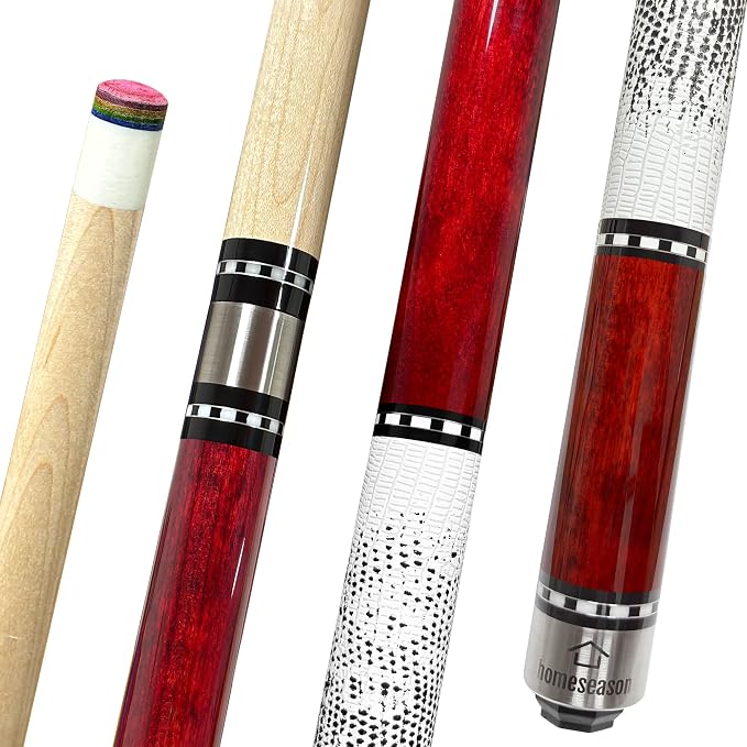 HomeSeason 58in Pool Cue Stick Canadian Maple Wood 13mm Tip - 18oz Perfect for Precision Play, Low Deflection Pool Cue for Enhanced Accuracy