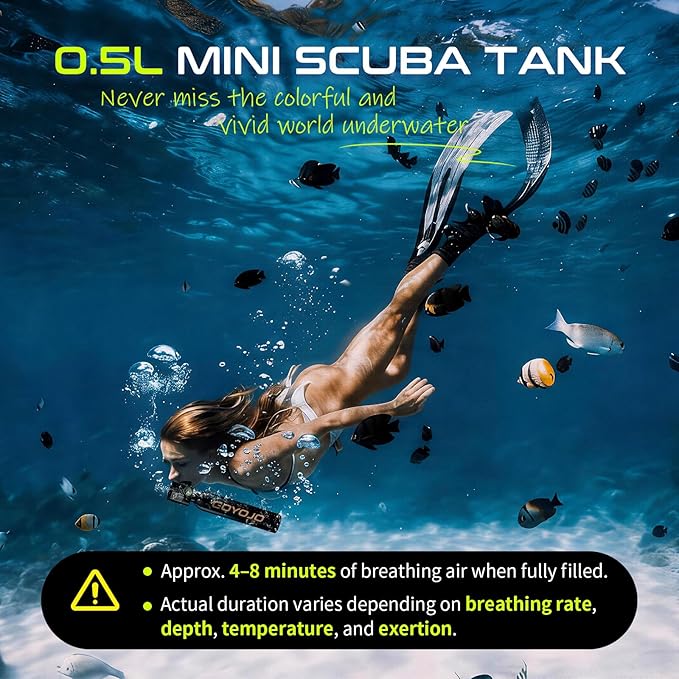 GOYOJO Mini Scuba Tank with DOT Certified, Portable Scuba Diving Kit with Optional Snorkel Mask Combo, Refillable Emergency Backup Pony Bottle for Snorkeling, Underwater Breathing, Training