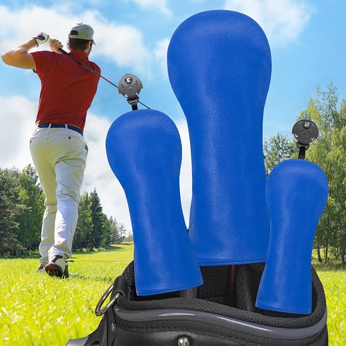 Golf Accessories Golf Club Covers for Driver, Fairway, Hybrids - Golf Driver Headcover/Golf Fairway Wood Head Cover/Hybrid Headcover for Men/Women Golfer