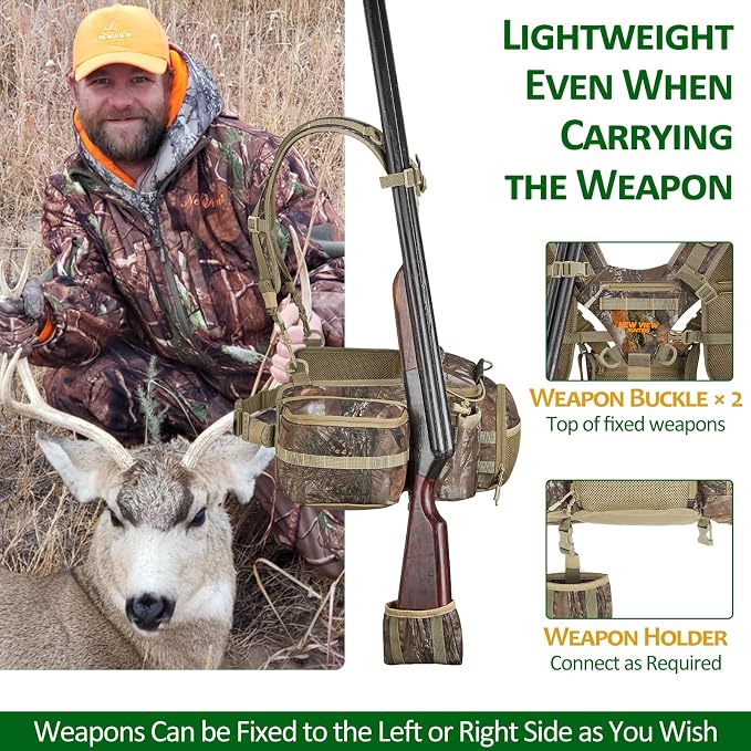 NEW VIEW Hunting Fanny Waist Pack for Men, Camo Waist Pack for Hunter, Fanny Hunting Backpack with Rifle & Bow Holder