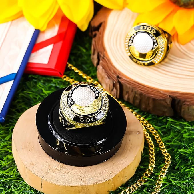Highergo 10 Pcs Basketball Softball Baseball MVP Dancer Champion Trophy Ring with Display Stand Star Football Soccer Volleyball Golf Cheerleading Bowling Track Field