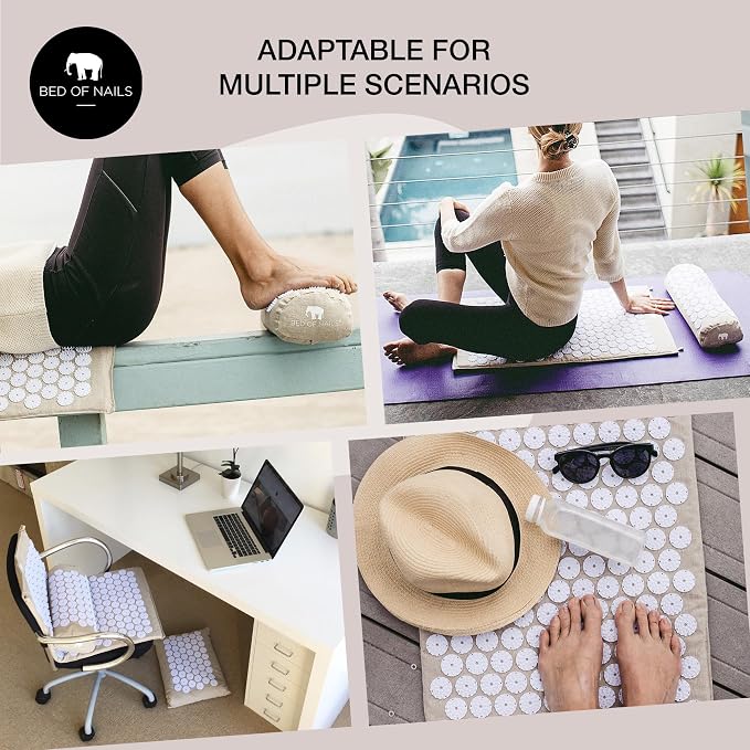 Bed of Nails ECO Set – Original Bon Acupressure Design with 10962 Precision Nails, Mat: 28.5 x 16.5 x 1", Pillow: 14.5 x 6 x 4"