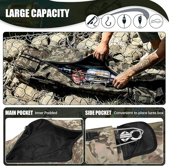 Fishing Pole Bag Rod Case, Folding Fishing Pole Bag Fishing Gear