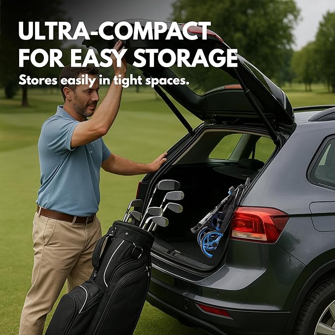 PRECISE Cruiser 3-Wheel Golf Push Cart with Foot Brake & Stabilizer Rods – Folding Golf Trolley, Ergonomic Handle, Detachable Storage Bag, Scorecard & Cup Holder