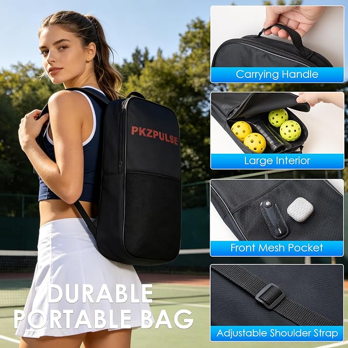 Pickleball Paddles Set – 2 Paddles, 4 Standard Balls, Portable Bag – for Casual Play & Family Fun