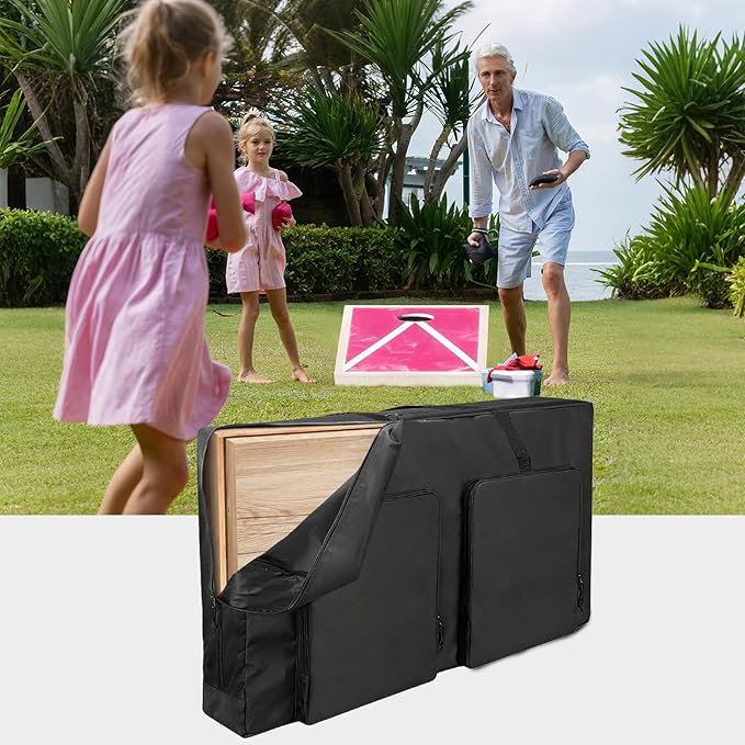 ALSLEA Cornhole Board Carry Bag - Heavy-Duty 600D Oxford Storage Case Fits 4'x2' Regulation Boards | Tailgate, Beach, Backyard Game Transport & Organizer Black