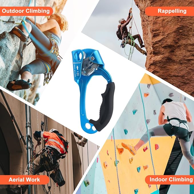NewDoar UIAA & CE Certified Hand Ascender Rock Climbing Tree Arborist Rappelling Gear Equipment Rope Clamp for 8~13MM Rope