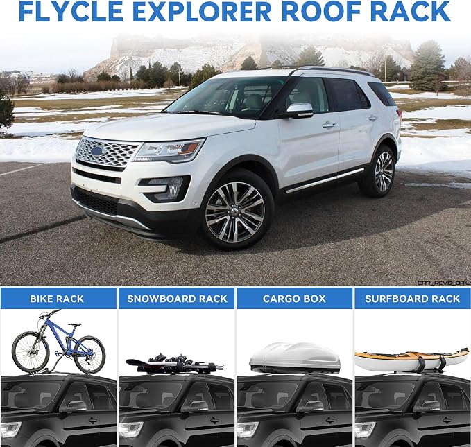 FLYCLE Roof Rack Crossbars Compatible with 2016-2019 Explorer, Car Cargo Roof Racks Cross Bars Rooftop Luggage Kayaks Bicycles Snowboard Canoe Carrier Cargo Bag