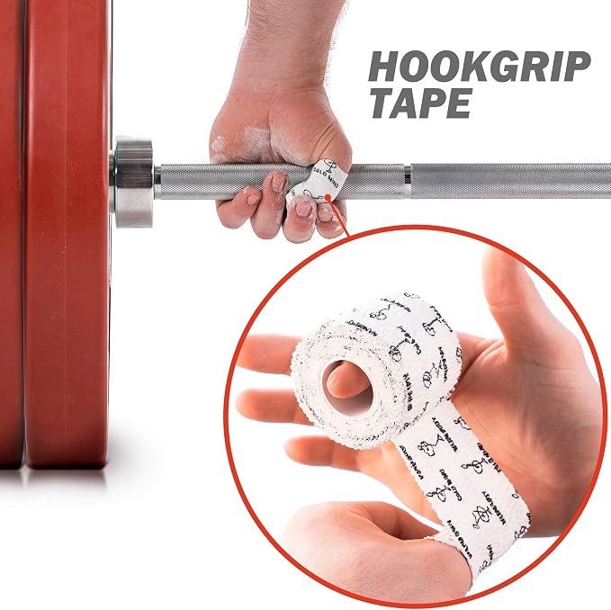 WARM BODY COLD MIND 1.85" Weightlifting Thumb Tape - Hook Grip Tape for Powerlifting, Cross Training, Gym Tape, Workout, Weight Lifting Tape, Athletic Finger Wrap (White 3 Rolls)