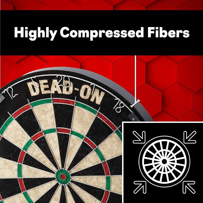 Viper Dead-On Tournament Bristle Steel Tip Dartboard Set with Staple-Free Bullseye, Metal Triangular Spider Wire for Reduced Bounce Outs and Increased Scoring; High-Grade Self-Healing Sisal Board