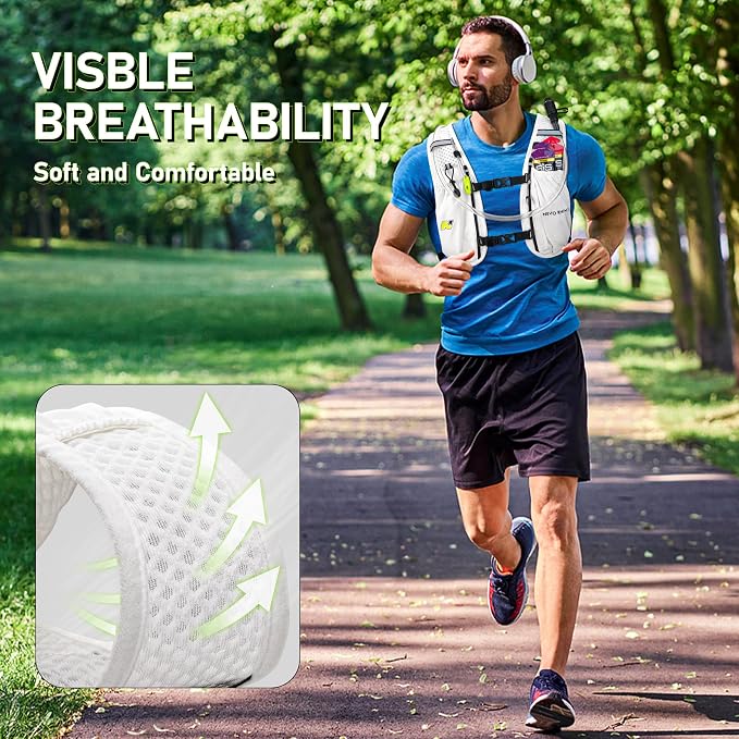 N NEVO RHINO Running Vest, Hydration Vest Pack, Lightweight Hydration Backpack with 1.5L Water Bladder for Hiking, Trail,Cycling,Bike,Marathons for Women Men