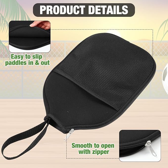 12 Pcs Paddle Cover Compatible with Pickleball Paddle Cover Neoprene Racket Sleeve with Zipper, Protection Covers for Men Women