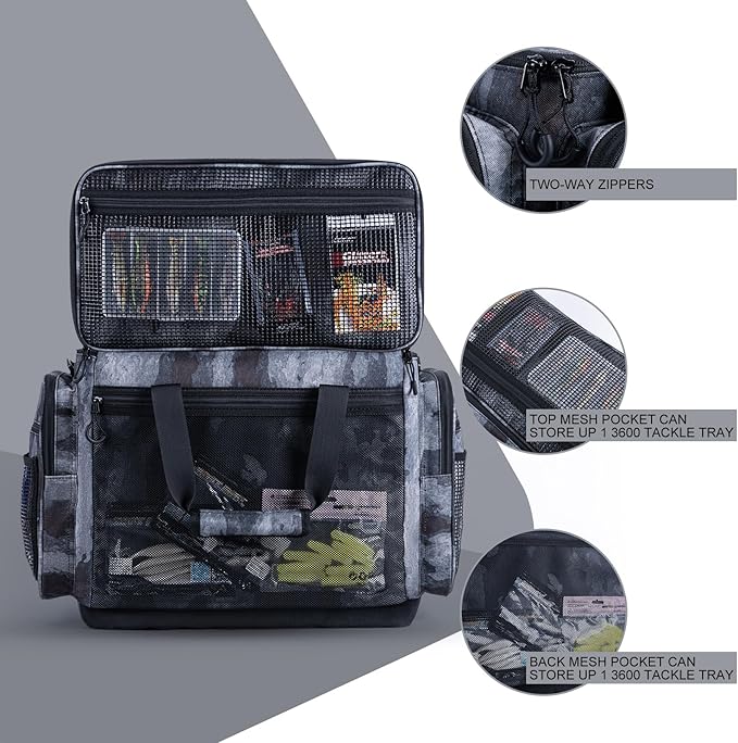 Goture Large Tackle Bag,Store Up to 8PCS 3700 Plus 4PCS 3600 Tackle Trays(Not Included),Water Resistant Saltwater Gear Storage Big Fishing Bag with EVA Bottom,Gifts for Men(21.65"x11.8"x15.16")