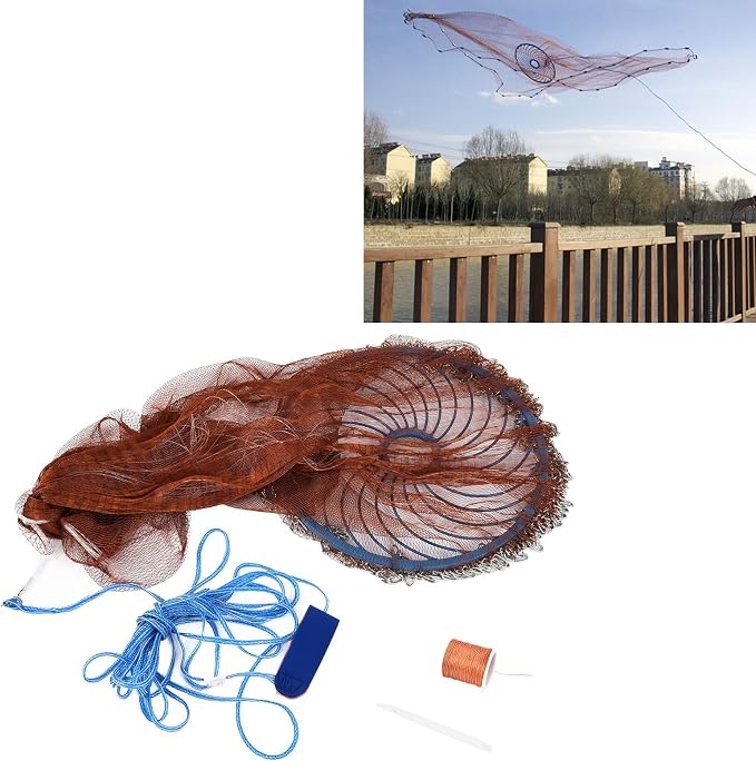 Alvinlite Cast Net for Bait Trap Fish 8ft 10ft 12ft 14ft 16ft Radius Fishing Cast Net Throw Cast Net with Heavy Duty Zinc Sinker for Freshwater and Saltwater