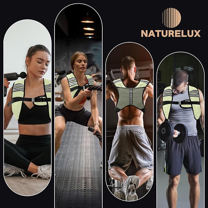 NATURELUX Weighted Vest Men or Women - 5/10/15/20/25/30lbs Weights with Reflective Stripe, Weighted Vest for Workout Equipment for Strength Training Running - Walking Weight Loss