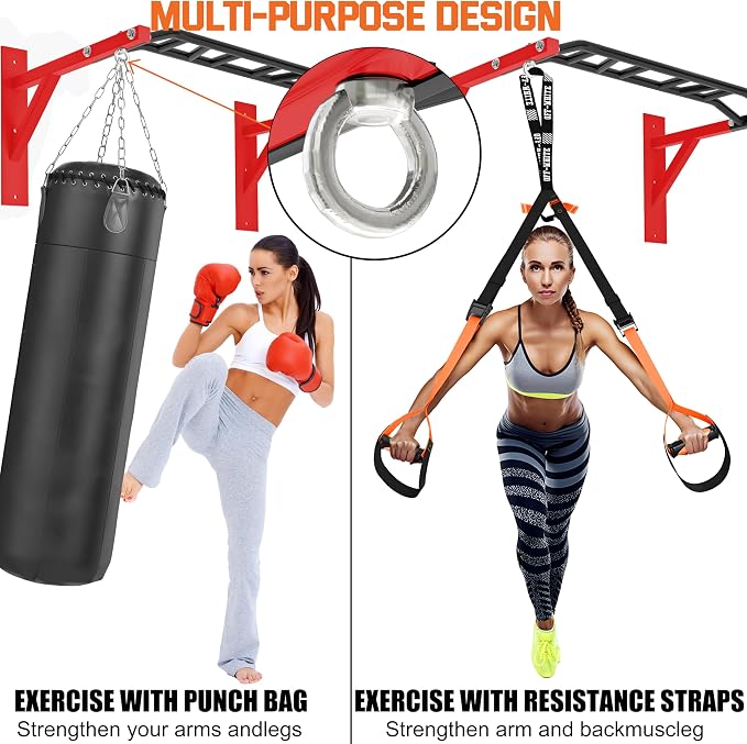 Upgrade Pull Up Bar Wall Mounted,Heavy Duty Multi Grip Chin Up Bar for Strength Training, 600 lbs Capacity, Durable Steel Construction, Perfect for Home and Garage Workouts