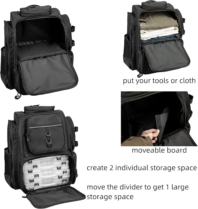 WANOON Fishing Backpack,Tackle Bag,with Tackle Boxes. Large Fishing Bag, Strong Materials