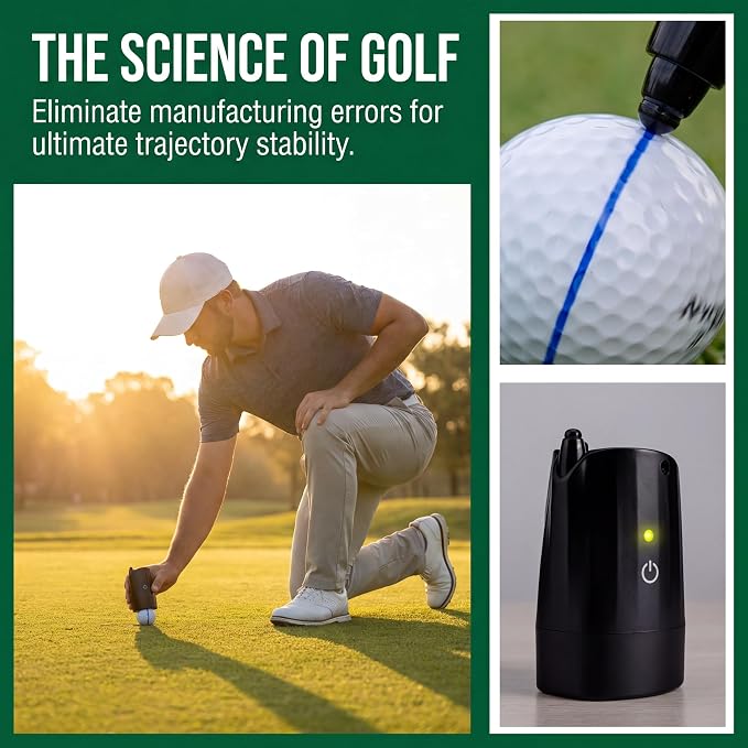 Golf Ball Spinner Balancer with Auto Gravity Drawing - Scientific Design for Precise Putting, Enhanced Drive Accuracy & Easy Alignment Marking Tool