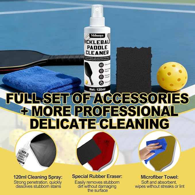 4.06 Oz Pickleball Paddle Cleaner, Restore the Luster of the Racket Surface | 5*7*1 Cm Pickleball Paddle Eraser, Includes a Towel to Remove Dirt and Sweat, Suitable for All Rackets