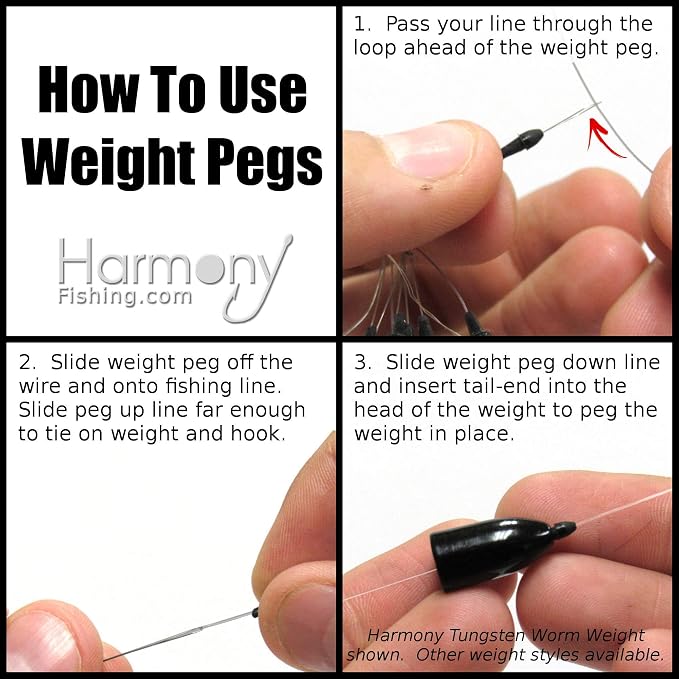 Harmony Fishing - Tungsten Flipping Weights (Chip-Proof Oxide Coated) for bass Fishing [Includes Weight Pegs]