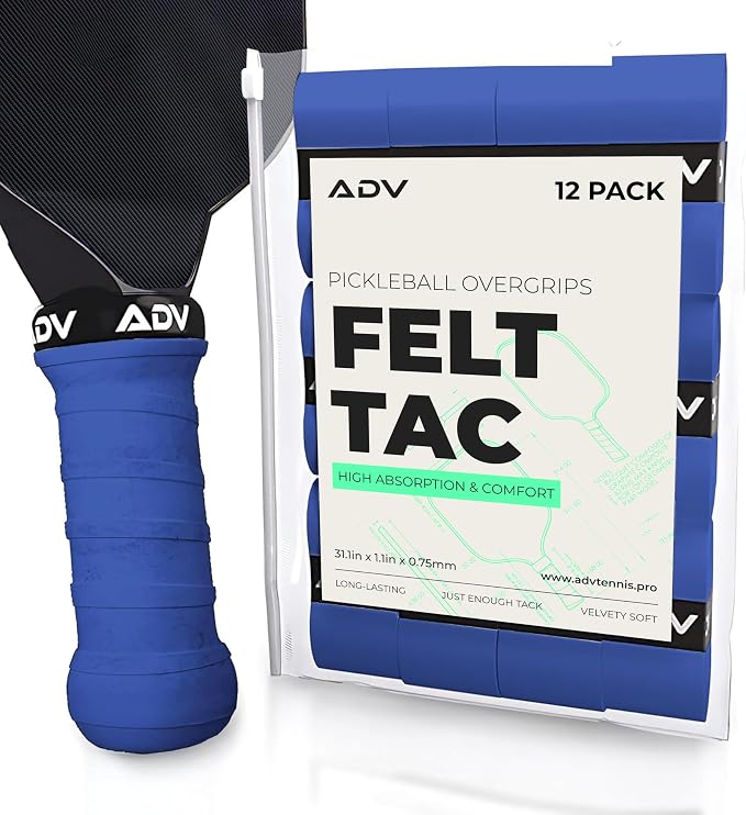 ADV Felttac Pickleball Grip Tape - 3, 6, 12, 30 Pack - Soft, Very Durable, Sweat Absorbing Pickleball Overgrip Tape - Dry & Comfortable Pickleball Paddle Grip Tape - Easy to Use & Easy to Install