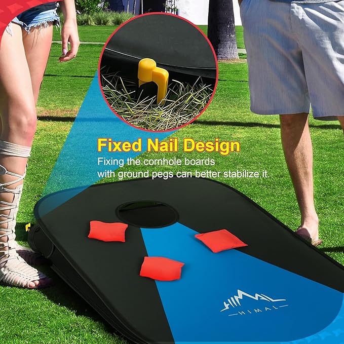 Himal Portable Cornhole Board Set with 8 Toss Bags and Carrying Case, Foldable 3 x 2 Ft Outdoor Lawn Toss Boards for Backyard, Camping, Tailgating and Beach Activities