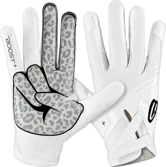 Grip Boost Football Gloves - Peace Stealth 6.0 Boost Plus Sticky Technology - Adult and Youth Football Gloves for Wide Receiver - Men's and Boys Sizes