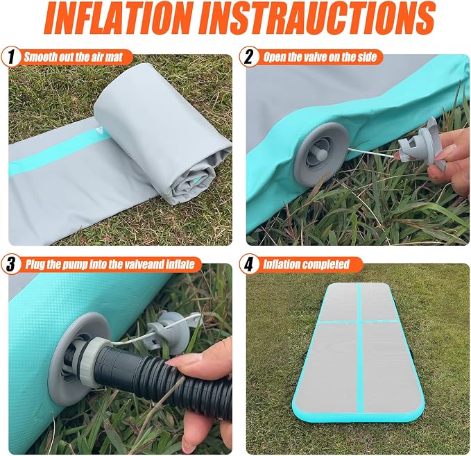 SUDOO Gymnastics Air Mat 10ft/13ft/16ft Inflatable Air Tumble Track Mat 4" Thick Tumbling Mat With Pump or No Pump for Training Tumble Yoga Cheerleading Parkour Beach Water Activities Home Use