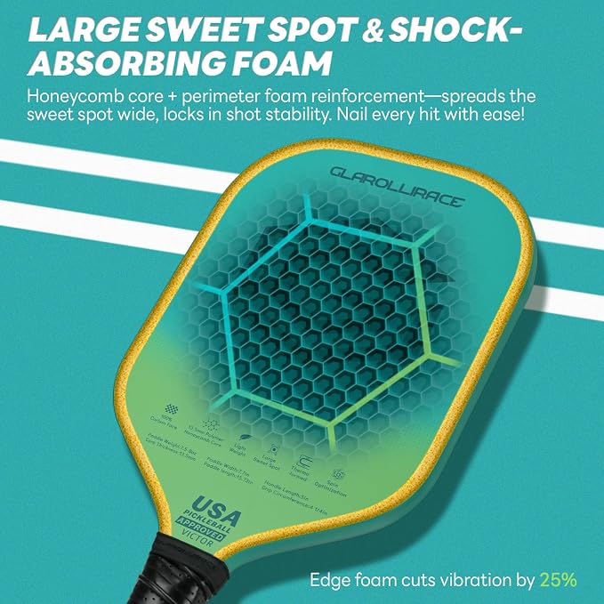 Pickleball Paddles Set of 2 | 4 Pickleball Rackets, USAPA Approved Pickleball Set, Fiberglass | Carbon Fiber Surface & 13 mm PP Honeycomb Core,4 Indoor & Outdoor Pickle Balls