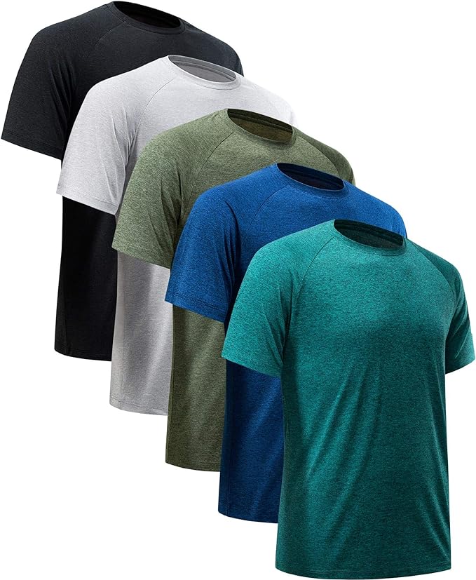 Workout Shirts for Men Short Sleeve Quick Dry Athletic Gym Active T Shirt Moisture Wicking