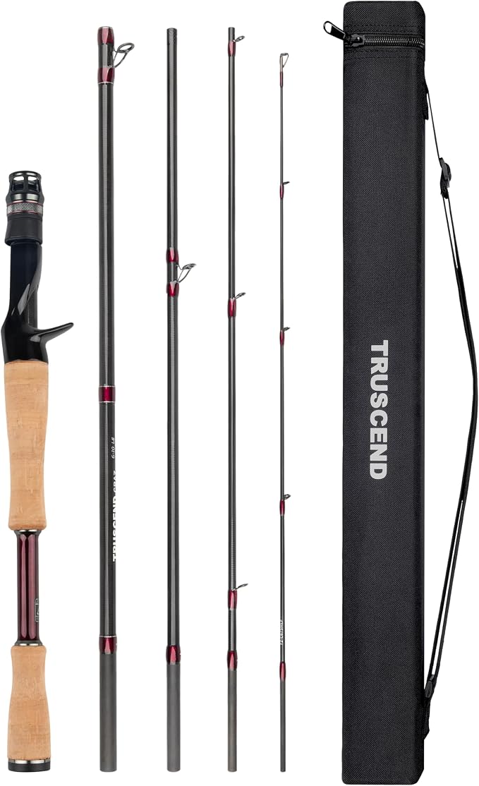 TRUSCEND Craz Easy Control Baitcasting Fishing Rods, 1-Piece Performance Multi-Piece Travel Rod, High Strength & Sensitive Backbone, Tough Fishing Rod with Toray Carbon, Fuji A Ring & K Guide