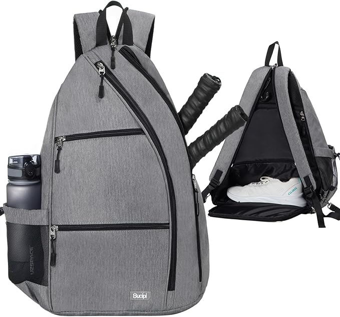 Sucipi Pickleball Bag - Men's & Women's Pickleball Backpack, Adjustable Sling Bag w/Fence Hook/Large Capacity/Safety Pocket