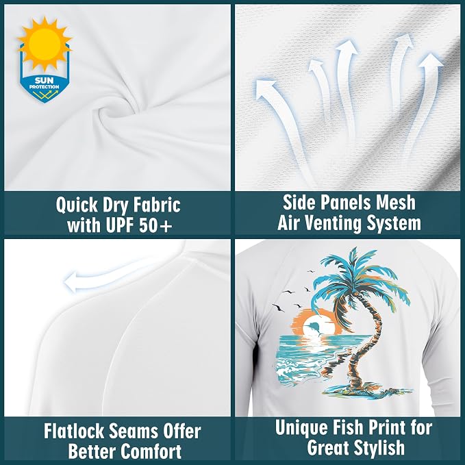 Palmyth Fishing Hoodie for Men Long Sleeve Sun Protection UV UPF 50+ Shirts | Hidden Zipper Pocket, Thumb Loops, Quick-Dry, Side Mesh Panels, Lens Cleaning Cloth, 4-Way Stretch