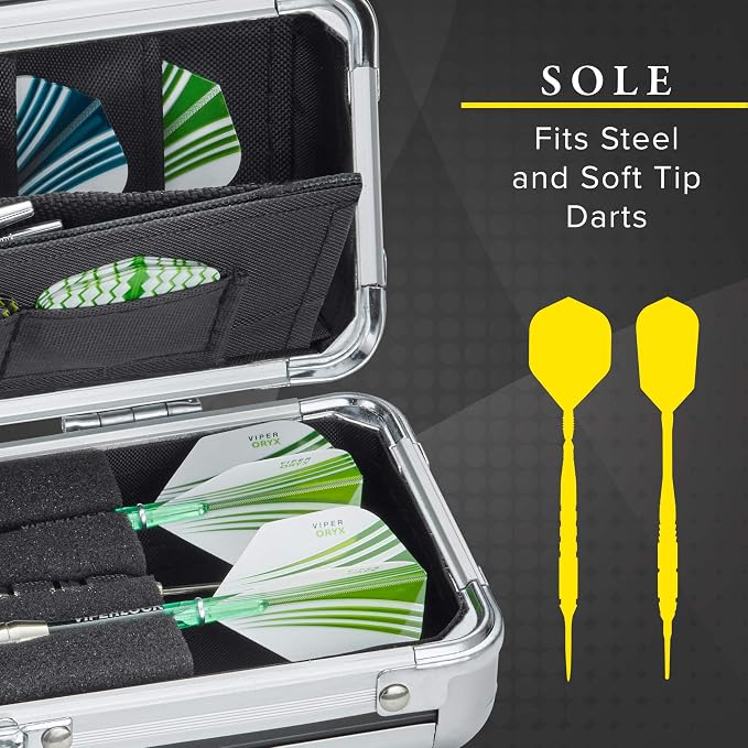 Casemaster Sole Aluminum Slim Profile Dart Case Holds 3 Steel Tip and Soft Tip Darts with Enough Space to Keep Flights in Shape, Features Built-In Pockets for Other Accessories