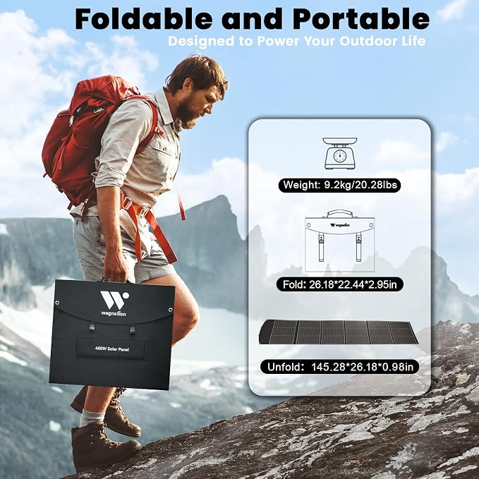 400W Portable Solar Panel for Most Power Stations, Foldable & Lightweight Solar Suitcase with Kickstands, 40V MC4 & Multi-Output for Solar Generators, RVs, Camping, and Outdoor Use