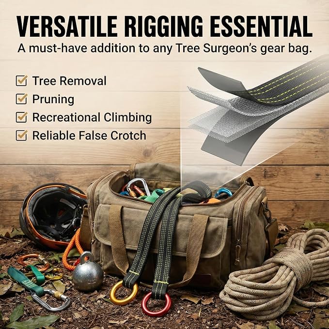 Tree Arborist Friction Saver Tree Climbing Cambium Saver Loop Belt Sling Retrievable Anchor 35.4 inch/43 inch