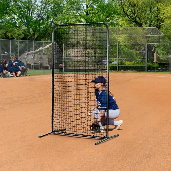VEVOR Batting Screen - Baseball & Softball Protector with Carry Bag & Ground Stakes, Pitching Net for Pitchers Protection