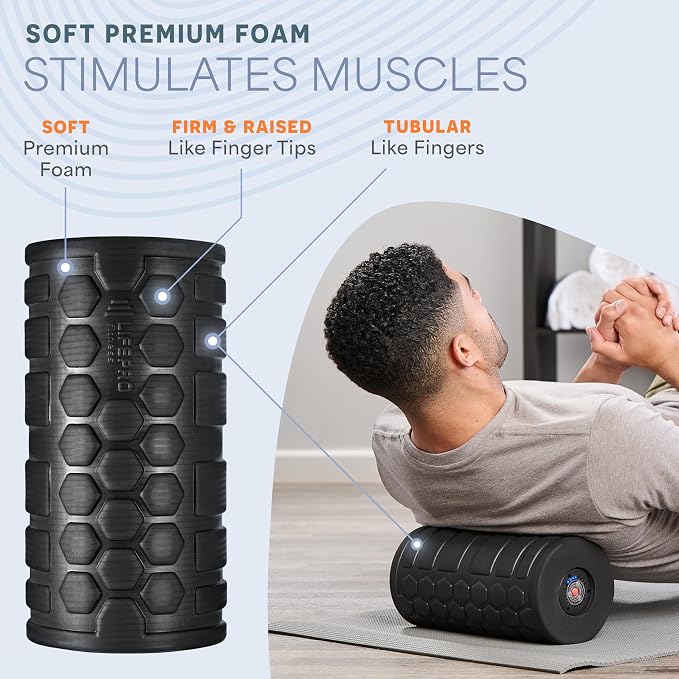 LifePro Surger Vibrating Foam Roller — Electric 4-Speed Deep Tissue Massager with Built-in Timer — Full Body Massage and Comfort for Back, Legs or Lats