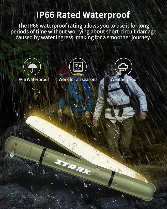 USB Charging Inflatable LED Tube Camping Light for Tent,Foldable Camping Lights Bars Built-in 4000mAh Battery for for Camping, Hiking, Travel LED Light Wand Stick