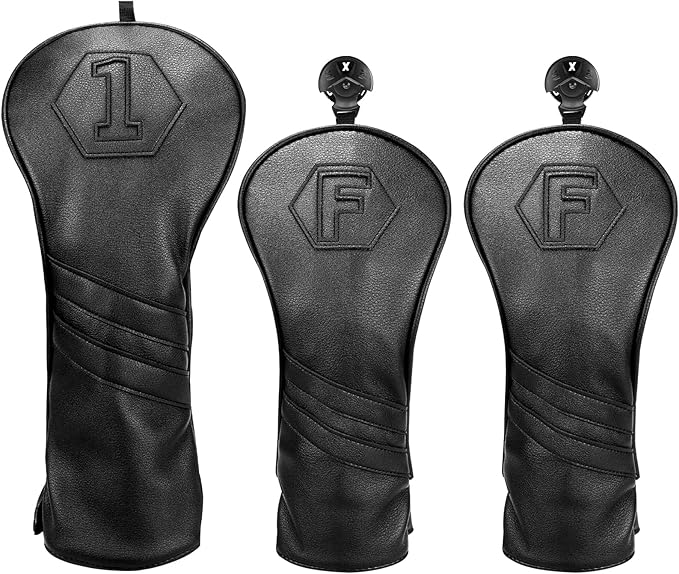 Golf Club Head Covers for Woods and Drivers, Premium Golf Headcovers Set Fit Most Clubs Simple Striped 1PC or 3PCS, Customizable