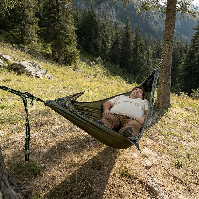 Night Cat Hammock with Mosquito Net: Portable Kit with Sleeping Pad for Solo Camping Durable Nylon Compact Lightweight Spacious 11ft Hammock for Backpacking Hiking Travel Yard and Outdoor Activities