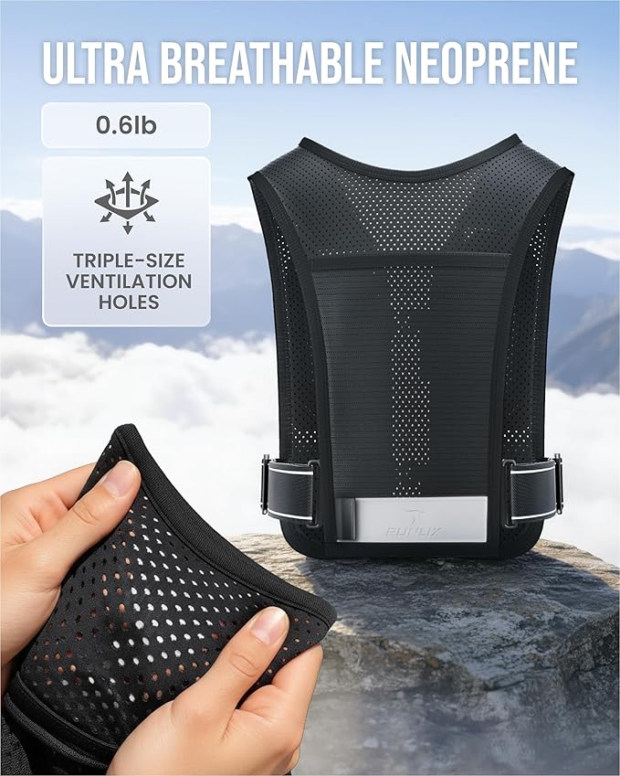 Running Vest for Women Men-Reflective Running Hydration Vest with 500ml Soft Water Bottle, Phone Holder, 2 LED Lights USB Rechargeable-7 Pockets Runners Backpack Marathon