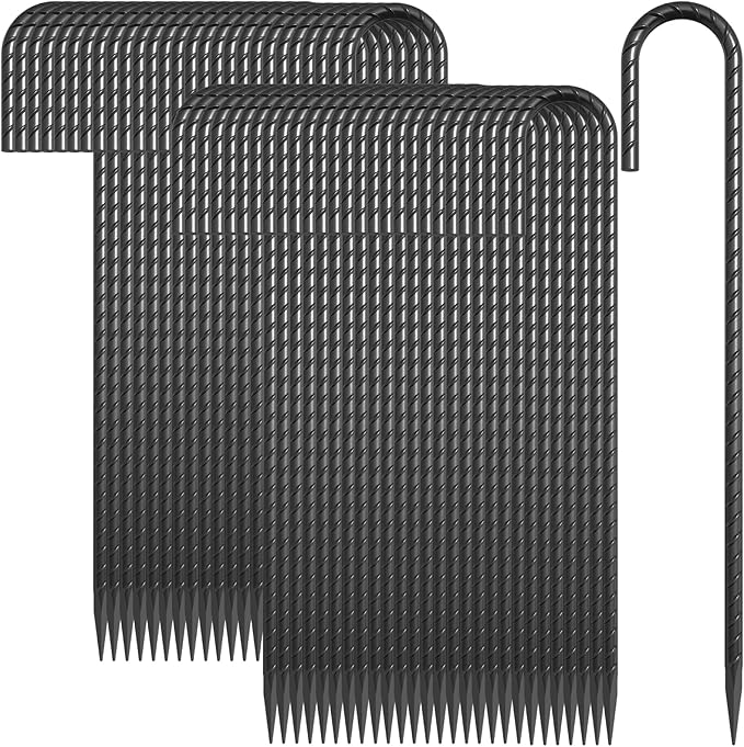 Heavy Duty J Hook Rebar Stakes 12 Inch 32 Pack, High Wind Resistance Metal Tent Stakes, Anti-Rust Galvanized Steel Ground Fence Stake for Securing Fence Bottom, Canopy, Inflatables, Yard Decor