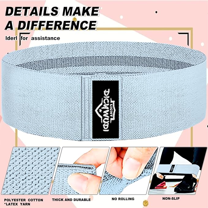 DICYWUDI Yoga Mat Thick, 6 Fabric Resistance Bands, 2 Pack Yoga Blocks, Home Workout Equipment Essentials Starter Kit for Beginners Full Body Toning