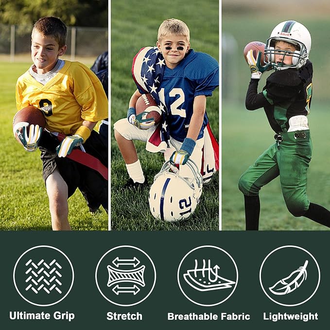 RIGWARL Football Gloves Adult Men, Youth Kids Football Gloves with Super Sticky Grip, Receiver Glove Adult Youth Kids Best Gift for Father‘s Day