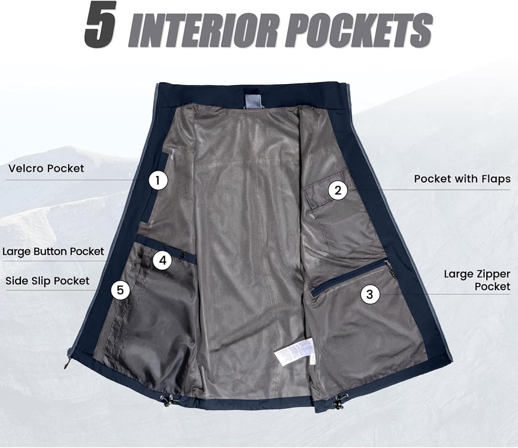 Little Donkey Andy Men's Lightweight Quick Dry Vest Windproof Sleeveless Jacket with 11 Pockets for Travel Fishing Hiking